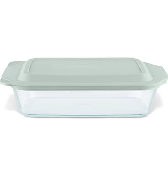 Pyrex® Deep Dish Oblong Baker with Sage Lid 3L