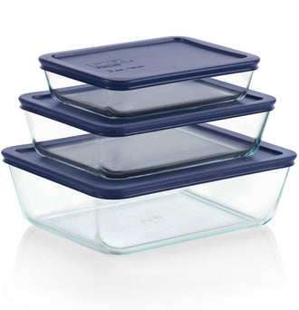Pyrex® Simply Store Blue Rectangle 6 Piece Set