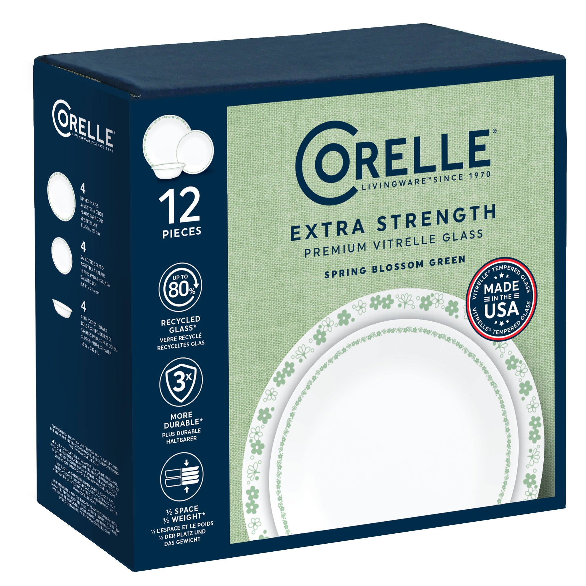 Corelle® Spring Blossom Green 12 Piece Dinner Set