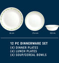 Corelle® Spring Blossom Green 12 Piece Dinner Set