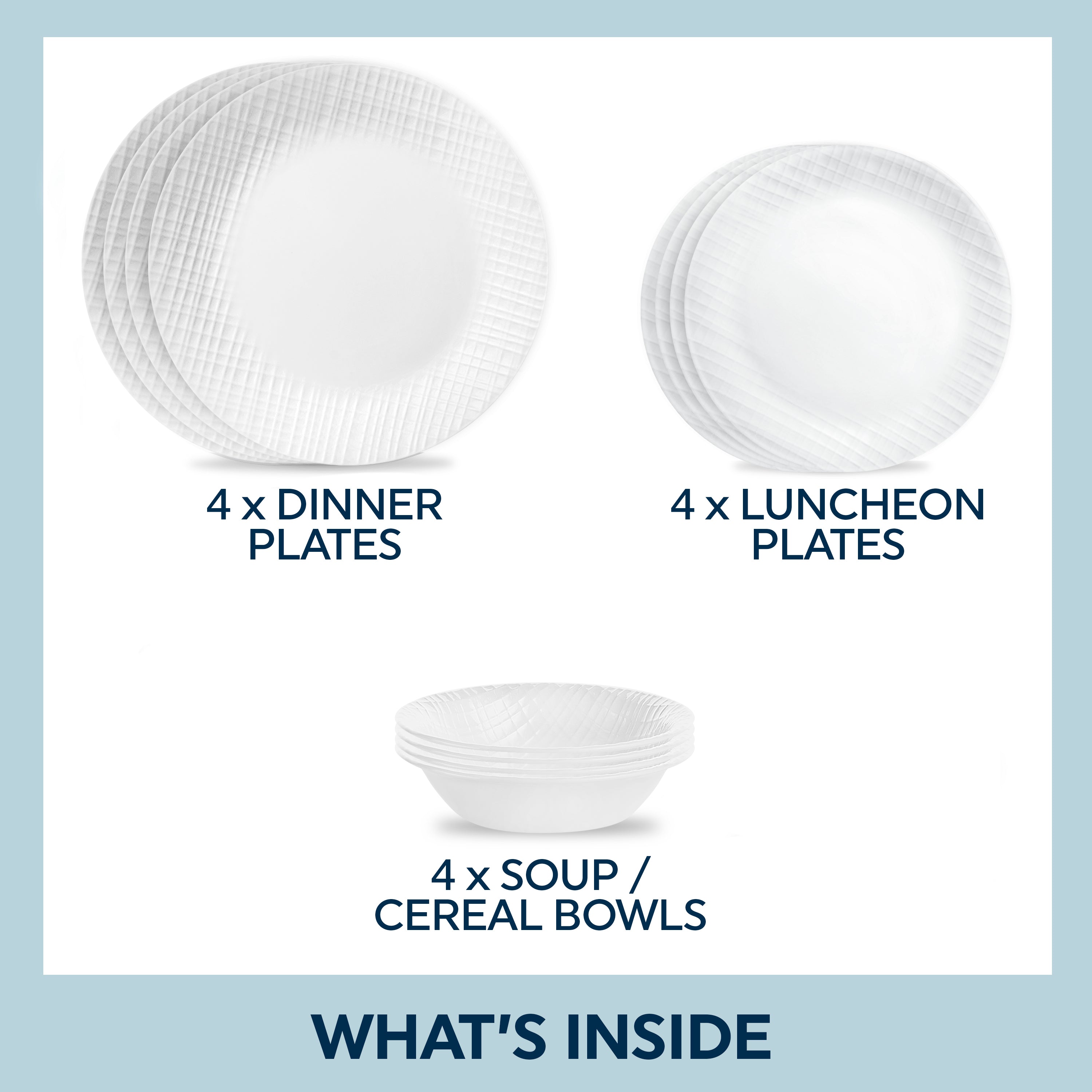 Corelle® Linen Weave 12 Piece Dinner Set