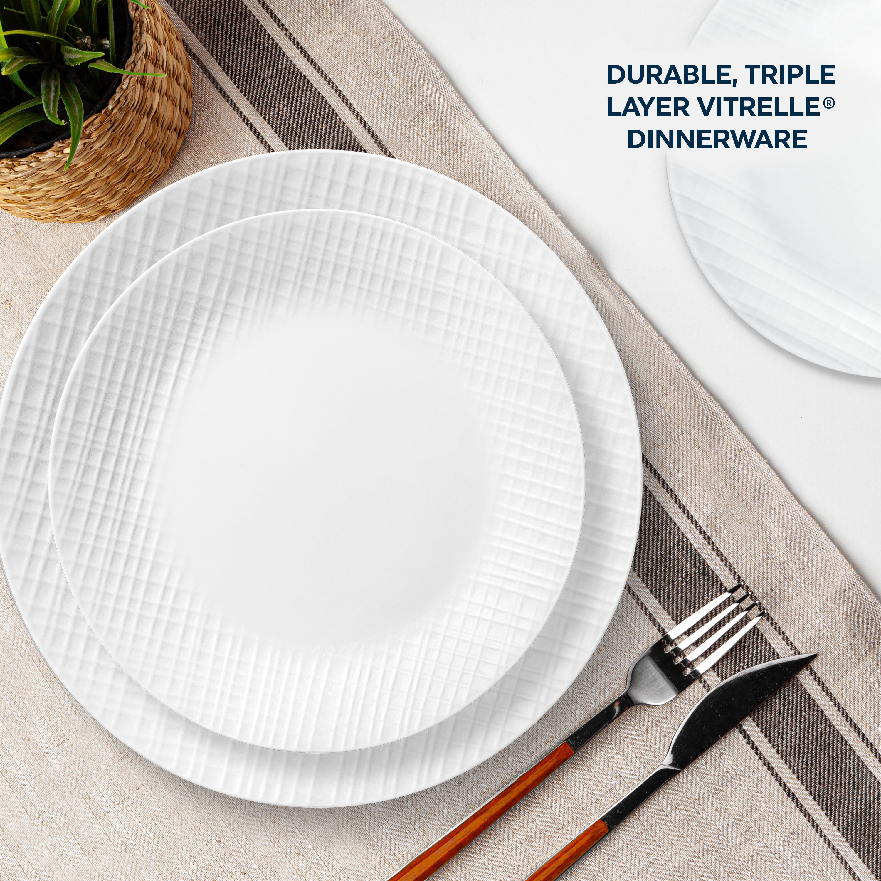 Corelle® Linen Weave 12 Piece Dinner Set