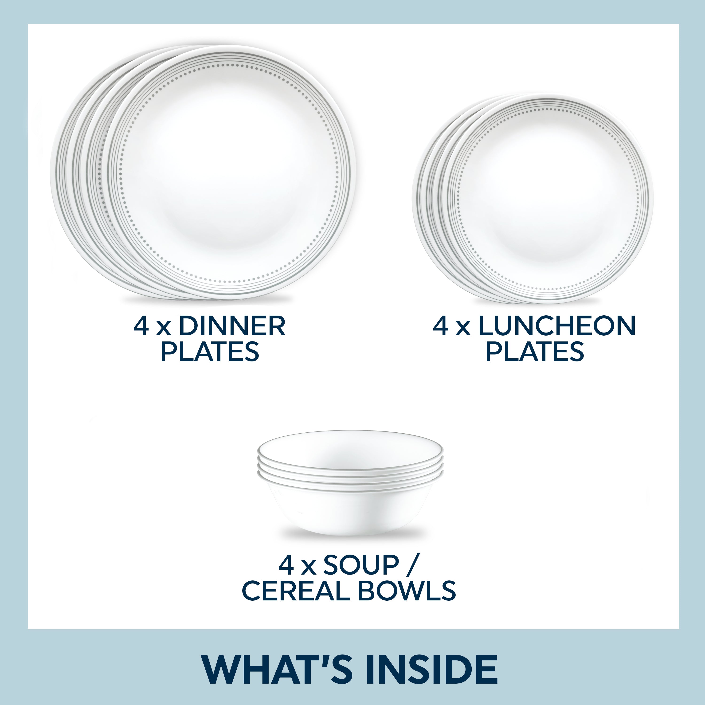 Corelle® Mystic Gray 12 Piece Dinner Set