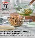 Pyrex® Colours Sculpted Mixing Bowl 4 Piece Set (Yellow/Green)