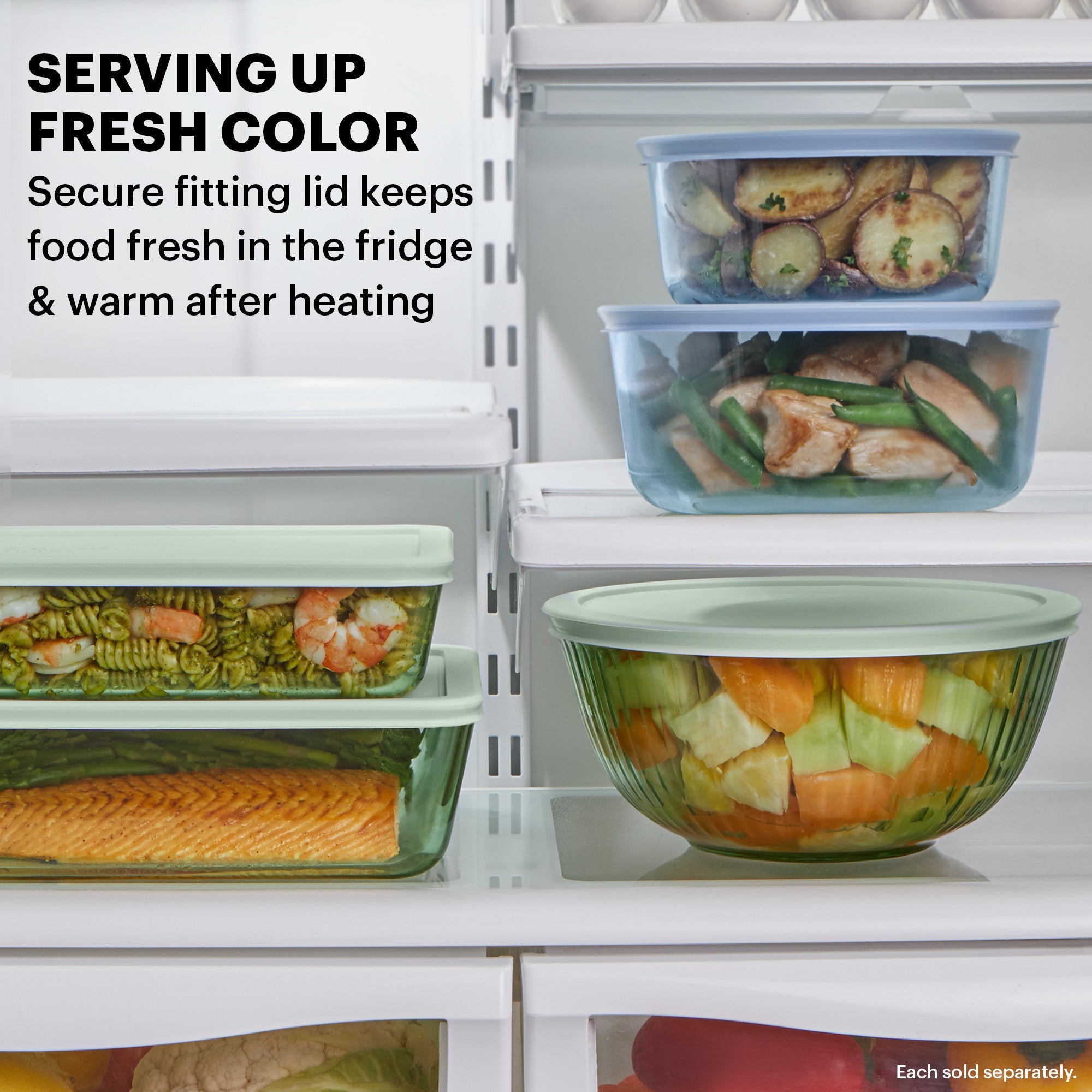 Pyrex® Colours Sculpted Mixing Bowl 4 Piece Set (Yellow/Green)