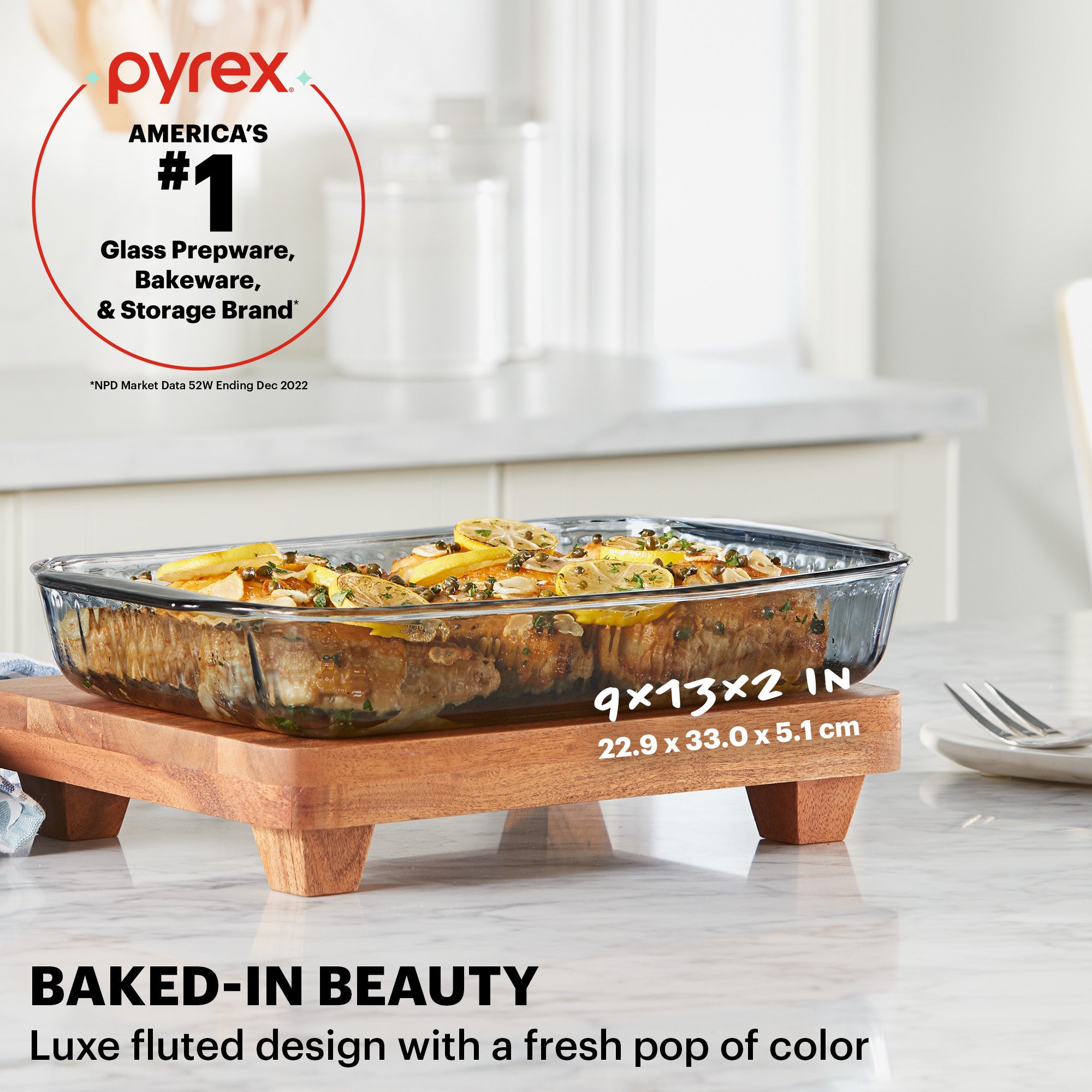 Pyrex® Colours Sculpted Smoke Bakeware Rectangle 2.85L