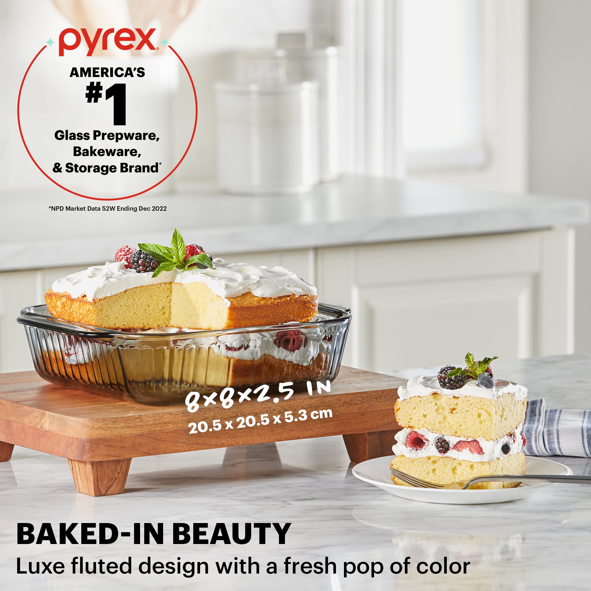 Pyrex® Colours Sculpted Smoke Bakeware Square 20cm