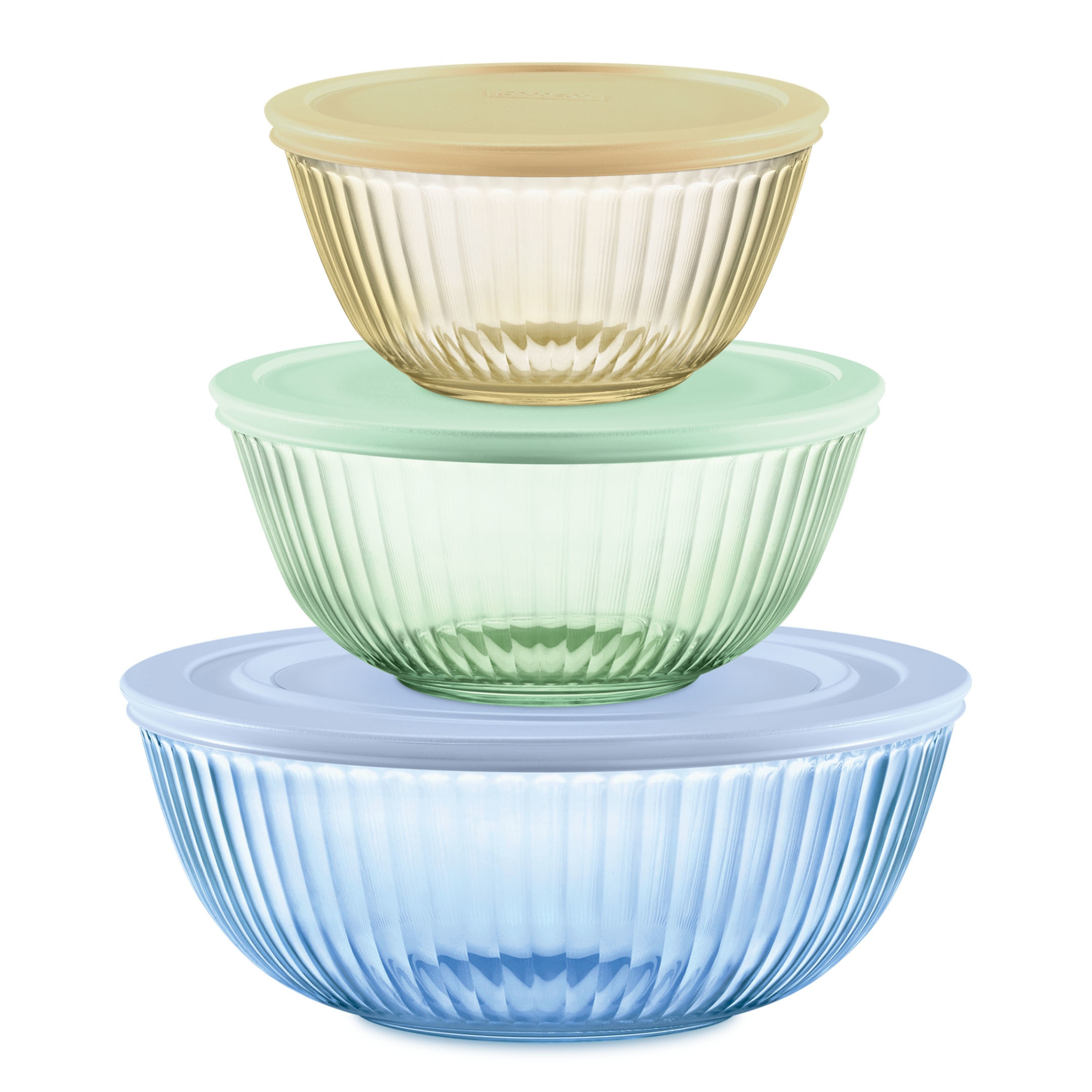 Pyrex® Colours Sculpted Mixing Bowl 6 Piece Set (Yellow/Green/Blue)