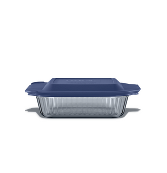Pyrex® Colours Sculpted Smoke Bakeware Square w/Plastic Lid 20cm
