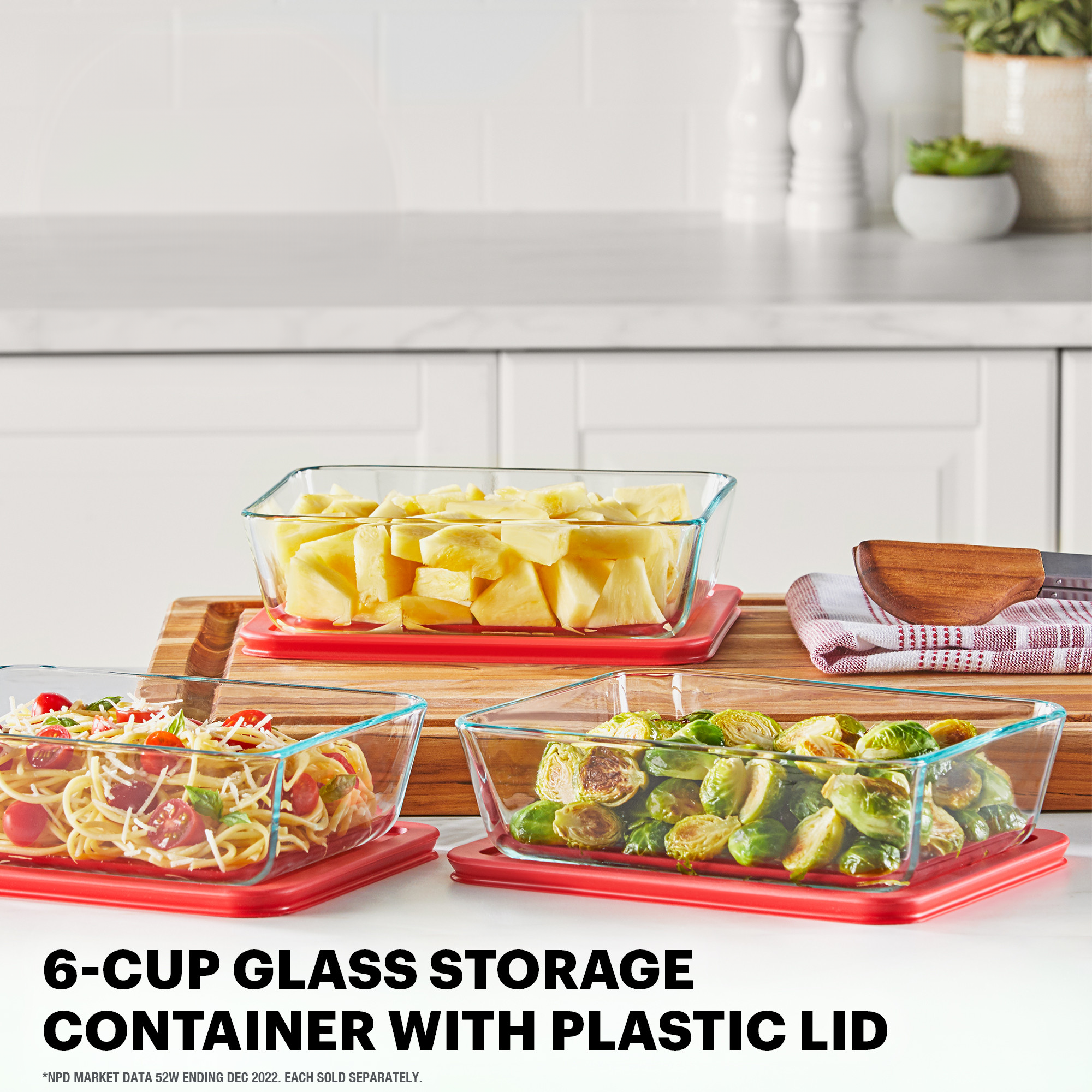 Pyrex® Storage Red 6 Cup Rectangle